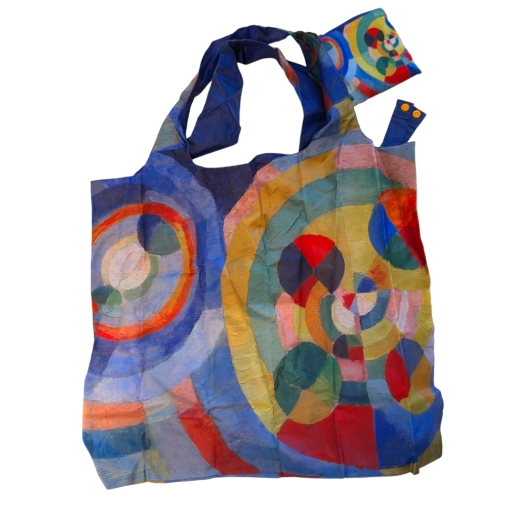 GUGGENHEIM Folding NYC Tote Bag Nylon Colorful Museum Delaunay Art Red Blue